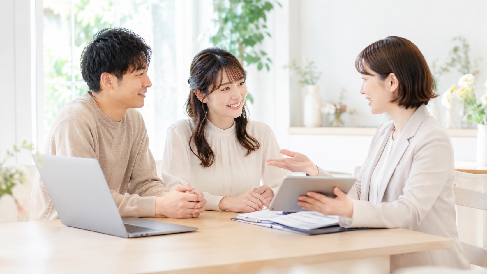 ファイナンシャルプランナーに相談するふたり
